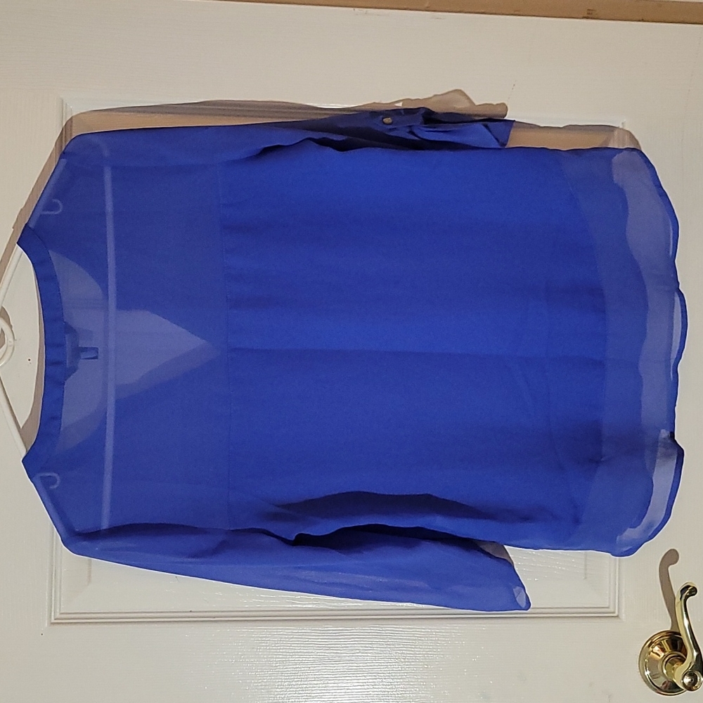 💠NWOT Express Sheer Blue Blouse Size SP - Picture 6 of 9